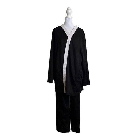 Vintage Unbranded Women’s Patterned PJ Set Cozy Black White US 24W - Picture 1 of 14